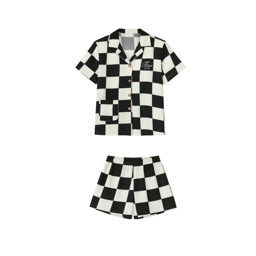 NEW TITOV women's masha sleep set in black and white